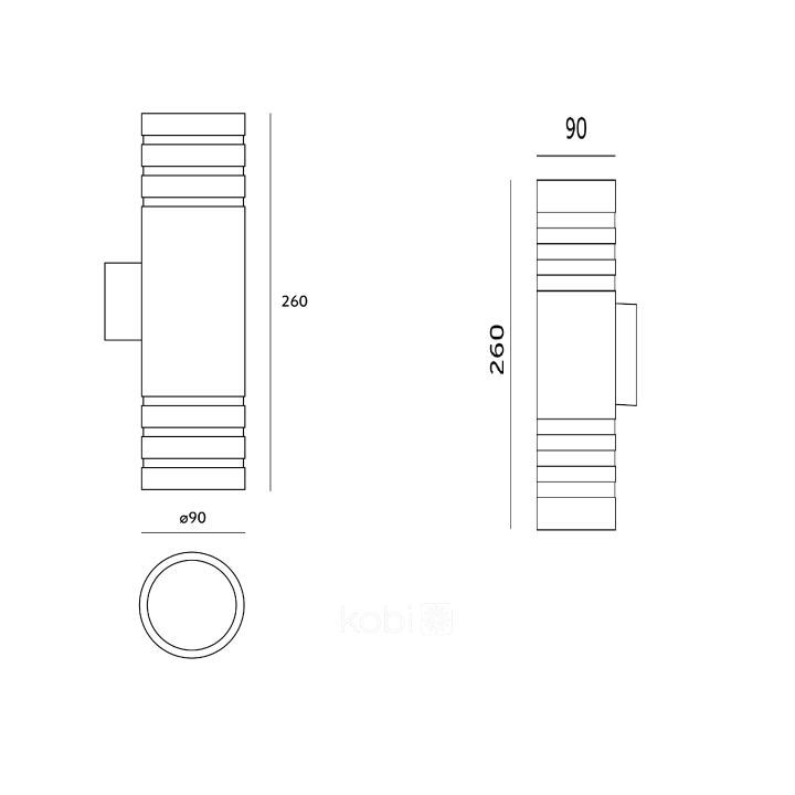 Kobi QUERK 5 kinkiet dwustronny IP54, czarny, GU10  aluminium, szkło