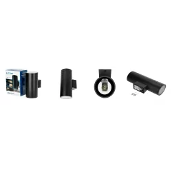Kobi QUERK 5 double-sided wall lamp IP54, black, GU10 aluminum, glass