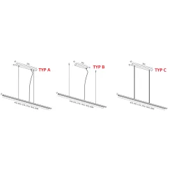 ELKIM SLIMA/Z 122 oblong LED hanging lamp 61-203cm white, black