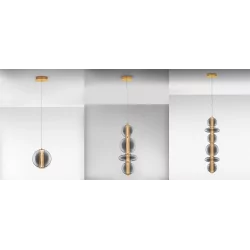 LUCES MORROS LE44486/7/9 LED hanging lamp, 3 sizes, gold/black