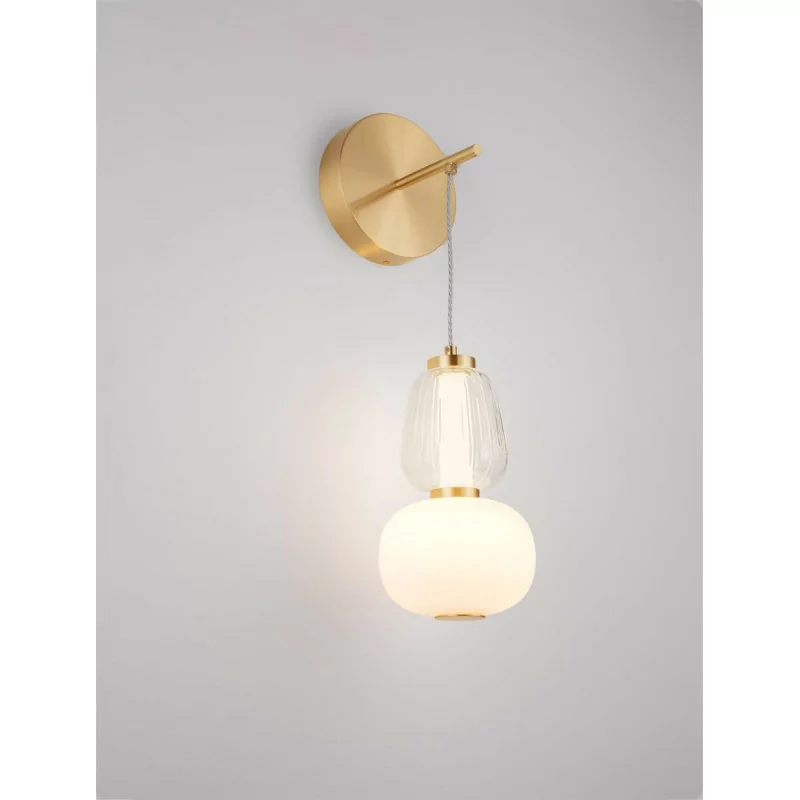 LUCES ARROYOS LE44493 elegant hanging wall lamp, glass and metal, gold