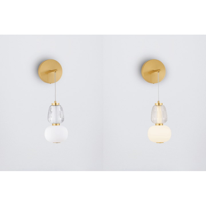 LUCES ARROYOS LE44493 elegant hanging wall lamp, glass and metal, gold
