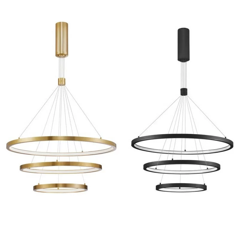 LUCES IRUN LE41410/5 potrójna lampa wisząca ringi LED czarna, złota