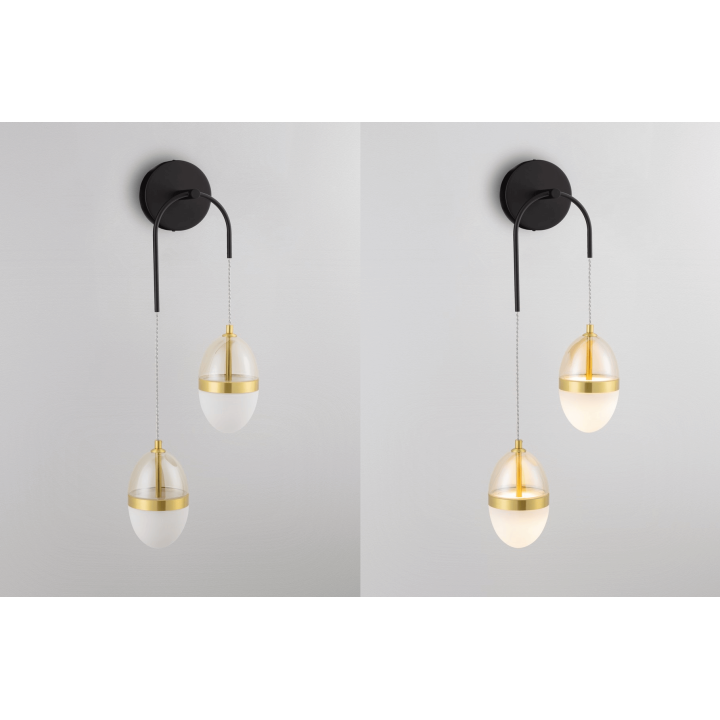 LUCES ARENA LE44334 złoty kinkiet LED 24W 3000K, szkło/metal, IP20