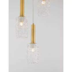 LUCES OROYA LE44336/7 złota lampa wisząca w 2 rozmiarach, szkło/metal
