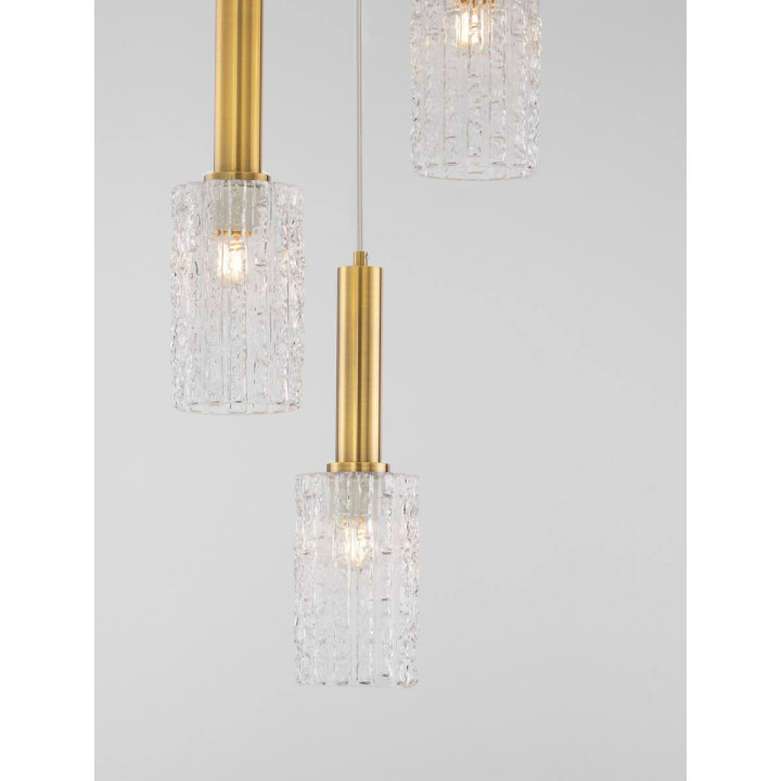 LUCES OROYA LE44336/7 złota lampa wisząca w 2 rozmiarach, szkło/metal