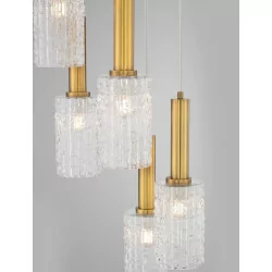 LUCES OROYA LE44336/7 złota lampa wisząca w 2 rozmiarach, szkło/metal