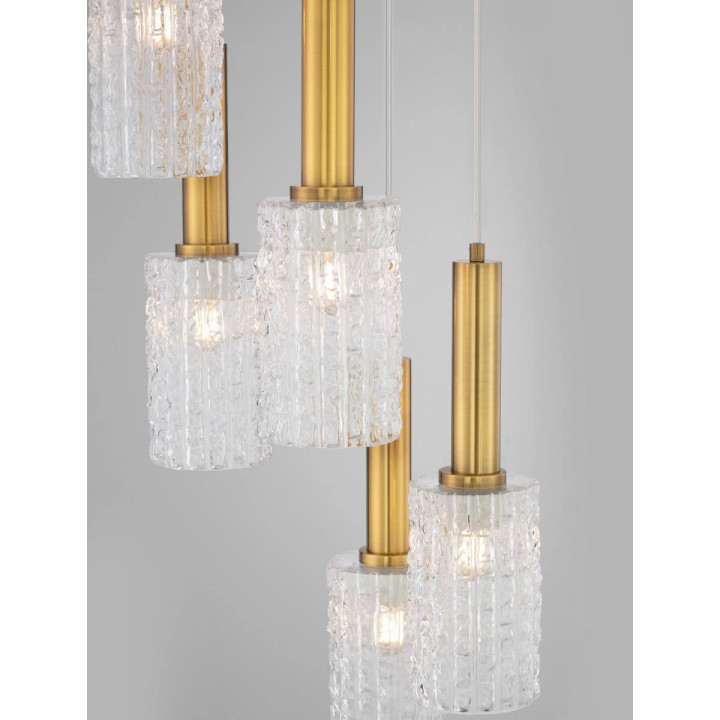 LUCES OROYA LE44336/7 złota lampa wisząca w 2 rozmiarach, szkło/metal