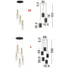 LUCES OROYA LE44336/7 złota lampa wisząca w 2 rozmiarach, szkło/metal