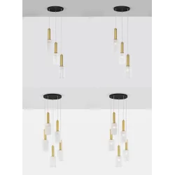 LUCES OROYA LE44336/7 złota lampa wisząca w 2 rozmiarach, szkło/metal