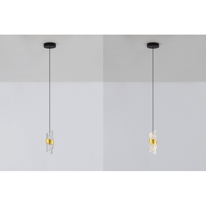 LUCES PAITA LE44350 elegancka złota lampa wisząca LED 9W, 150cm, 3000K