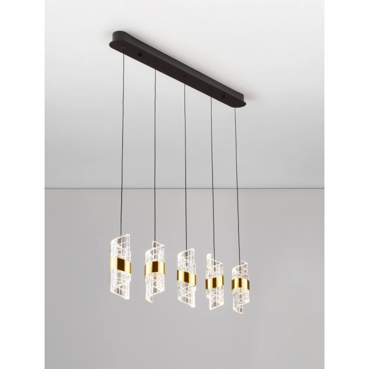 LUCES PAITA LE44352 gold LED hanging lamp, metal/acrylic, IP20