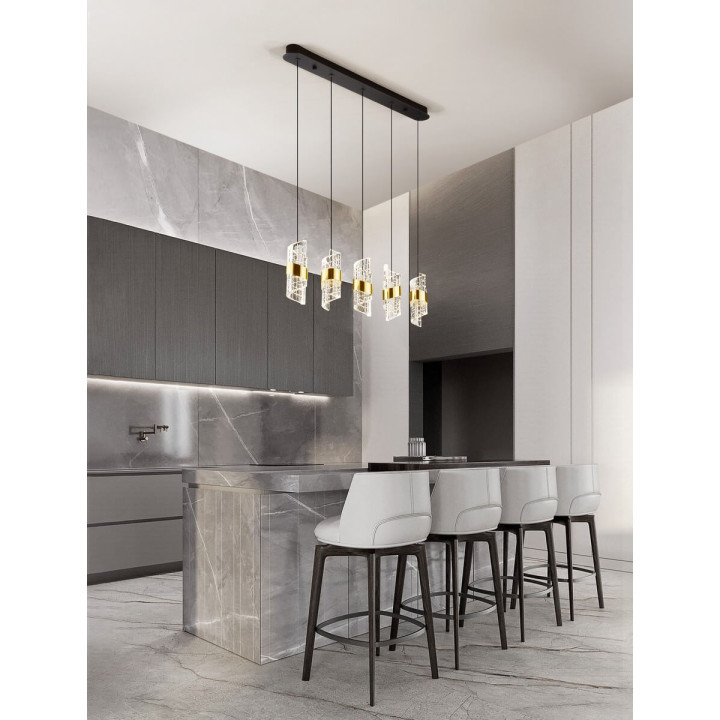 LUCES PAITA LE44352 gold LED hanging lamp, metal/acrylic, IP20
