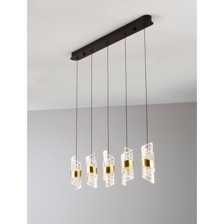 LUCES PAITA LE44352 gold LED hanging lamp, metal/acrylic, IP20