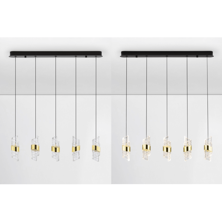 LUCES PAITA LE44352 gold LED hanging lamp, metal/acrylic, IP20