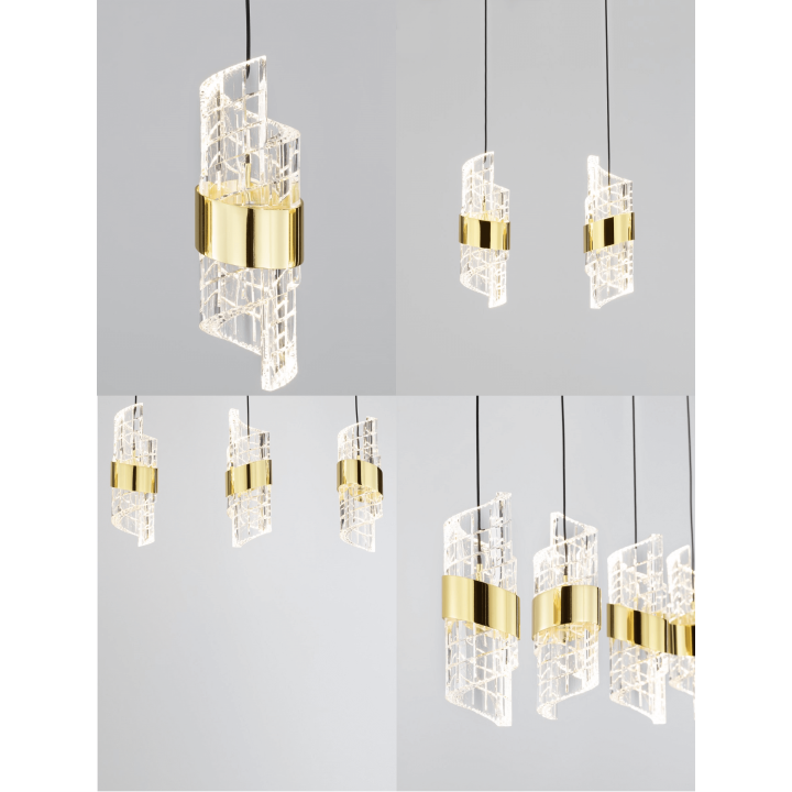 LUCES PAITA LE44352 gold LED hanging lamp, metal/acrylic, IP20
