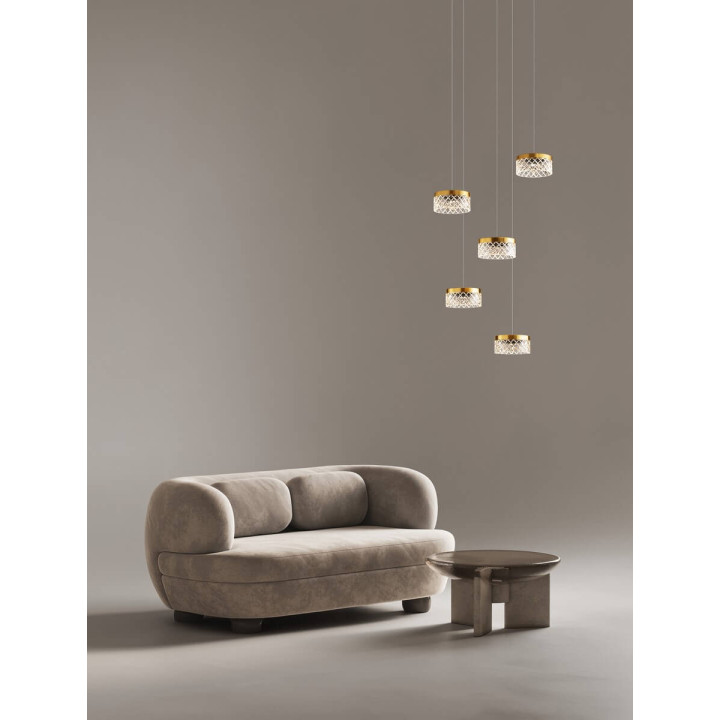 LUCES MINEROS LE44582 gold hanging lamp, 5 lamps, LED 32W, 3000K