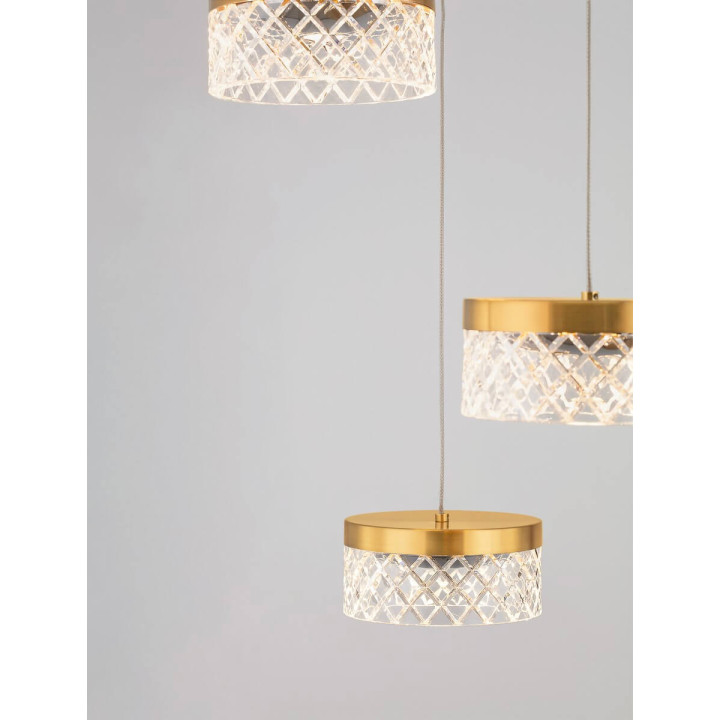 LUCES MINEROS LE44582 gold hanging lamp, 5 lamps, LED 32W, 3000K