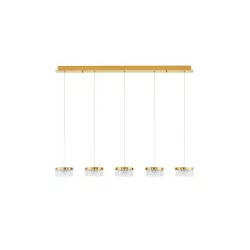 LUCES MINEROS LE44583 lampa wisząca 5 kloszowa złota LED 32W, 3000K