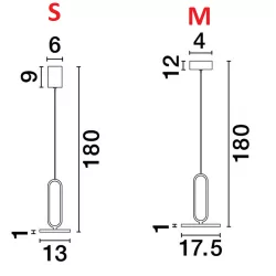 LUCES ACACHI LE43551/2 lampa wisząca LED 3000K aluminiowa, 2 rozmiary