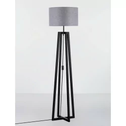 LUCES TUMAN LE44364 lampa podłogowa drewno/tkanina, czarny/szary, E27