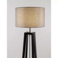 LUCES TUMAN LE44364 lampa podłogowa drewno/tkanina, czarny/szary, E27
