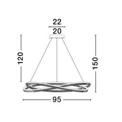 LUCES ILAVE LE44323/4 LED hanging lamp, round, gold, black, aluminum
