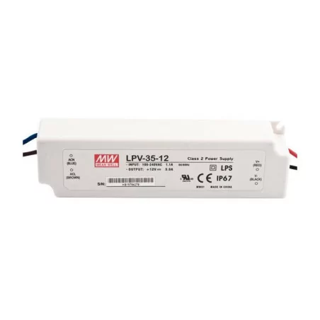 POWER SUPPLY Mean Well 35W 3A LPV-35-12 12V DC Waterproof IP67