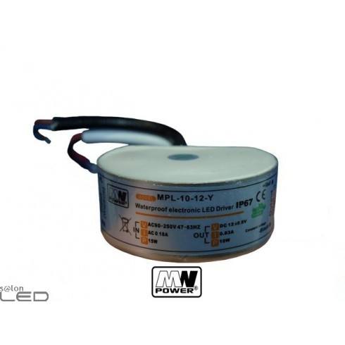 Zasilacz LED do puszki MW Power MPL-10-12-y 10W 0,83A 12V DC WODOODPORNY