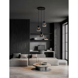 LUCES MOCHE LE44341 hanging lamp 3 x E27 black, glass/metal, IP20