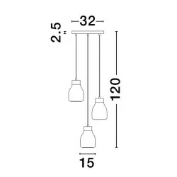 LUCES MOCHE LE44341 hanging lamp 3 x E27 black, glass/metal, IP20