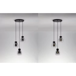 LUCES MOCHE LE44341 hanging lamp 3 x E27 black, glass/metal, IP20
