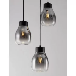 LUCES MOCHE LE44341 hanging lamp 3 x E27 black, glass/metal, IP20