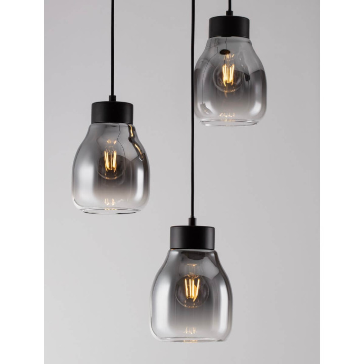 LUCES MOCHE LE44341 hanging lamp 3 x E27 black, glass/metal, IP20