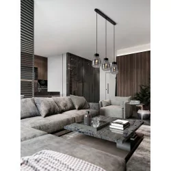 LUCES MOCHE LE44342 hanging lamp 3 x E27 black, glass/metal, IP20