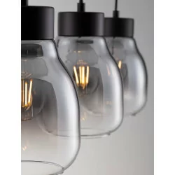LUCES MOCHE LE44342 hanging lamp 3 x E27 black, glass/metal, IP20