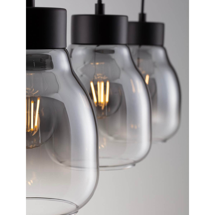 LUCES MOCHE LE44342 hanging lamp 3 x E27 black, glass/metal, IP20