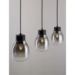 LUCES MOCHE LE44342 hanging lamp 3 x E27 black, glass/metal, IP20
