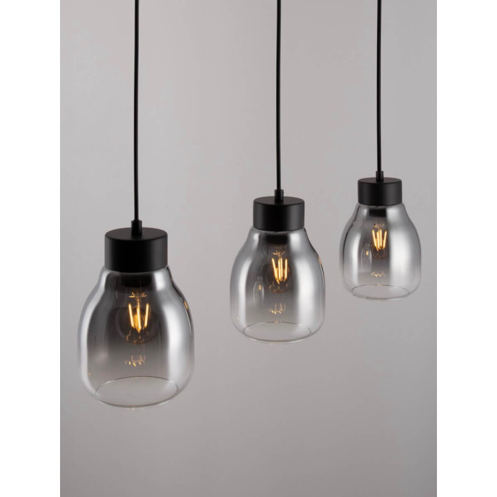 LUCES MOCHE LE44342 hanging lamp 3 x E27 black, glass/metal, IP20
