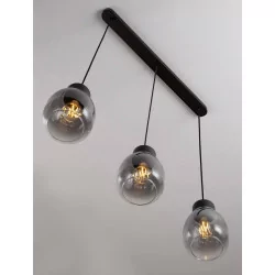LUCES MOCHE LE44342 hanging lamp 3 x E27 black, glass/metal, IP20
