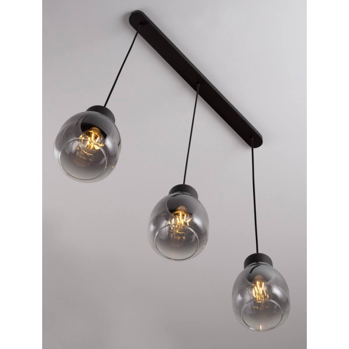 LUCES MOCHE LE44342 hanging lamp 3 x E27 black, glass/metal, IP20