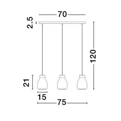 LUCES MOCHE LE44342 hanging lamp 3 x E27 black, glass/metal, IP20