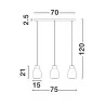 LUCES MOCHE LE44342 hanging lamp 3 x E27 black, glass/metal, IP20
