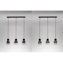 LUCES MOCHE LE44342 hanging lamp 3 x E27 black, glass/metal, IP20