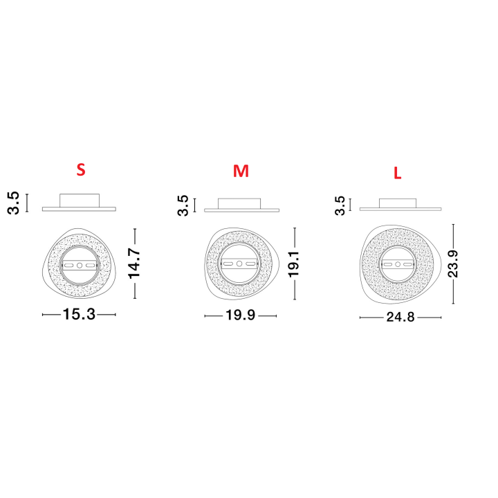 LUCES APURE LE44373/4/5 kinkiet biały, 3 rozmiary, źr&oacute;dło LED, 3000K
