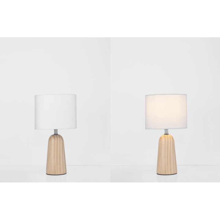 LUCES MUZQUIZ LE44297 lampa biurkowa, drewno jasne i ciemne/biały, E27