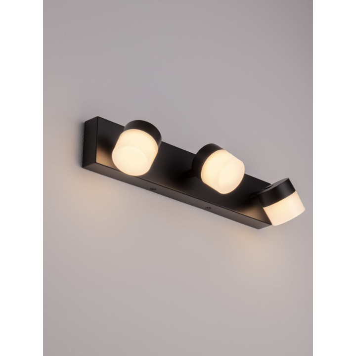 LUCES NUEVA LE44304/5 kinkiet LED czarny, 2 rozmiary, IP44, nowoczesny