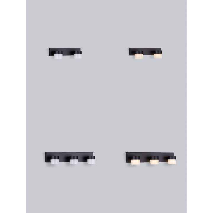 LUCES NUEVA LE44304/5 kinkiet LED czarny, 2 rozmiary, IP44, nowoczesny