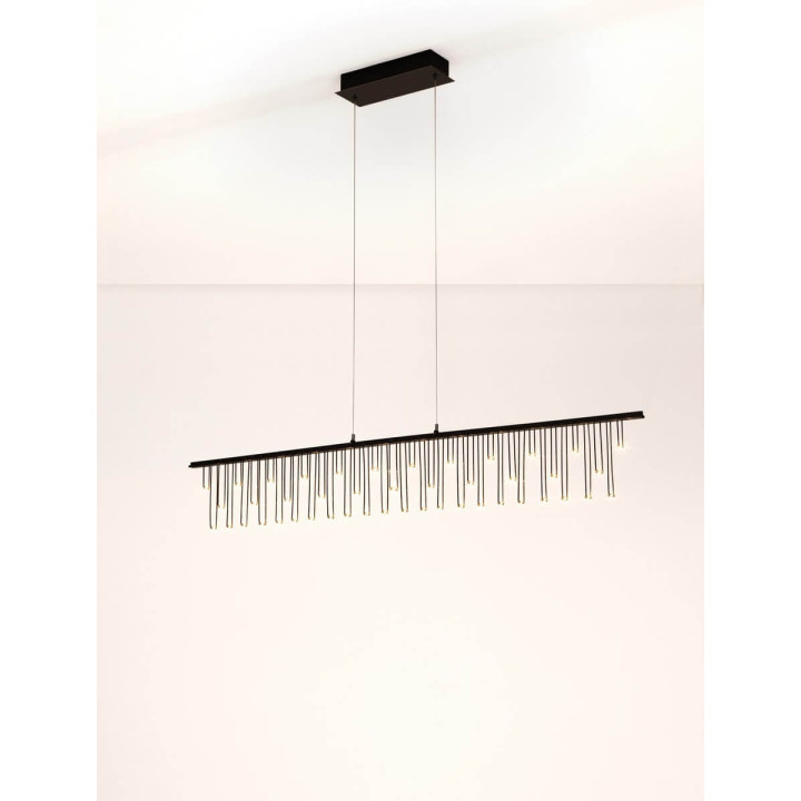 LUCES HUARAZ LE44446/7 lampa wisząca czarno-złota, 3000K nowoczesna
