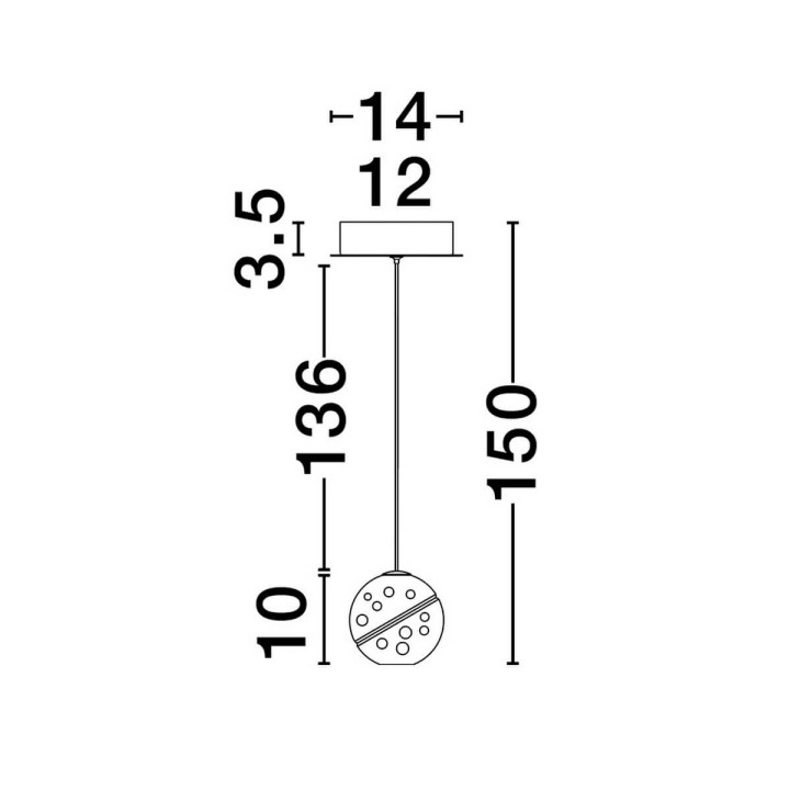 LUCES CUYO LE44210 złota lampa wisząca LED 4W 3000K, metal i szkło